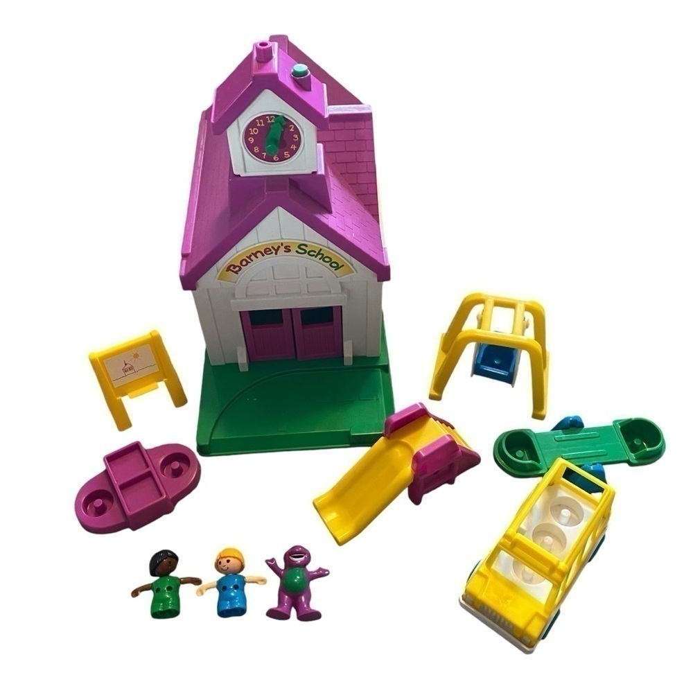 Vintage Barney School House Lyons Group W/ Accessories & People Characters Slide